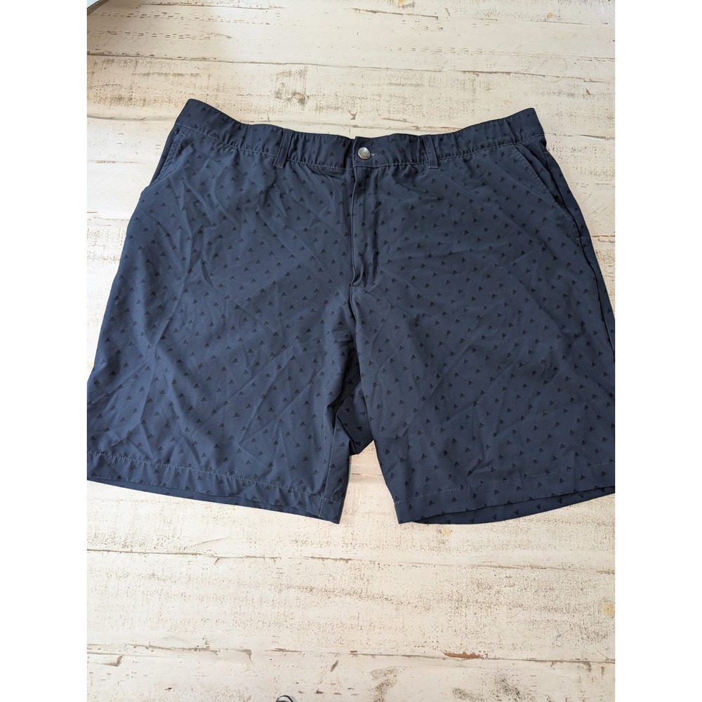 Adidas Golf Shorts Mens 40 Navy Blue All Over Logo Print Performance Stretch